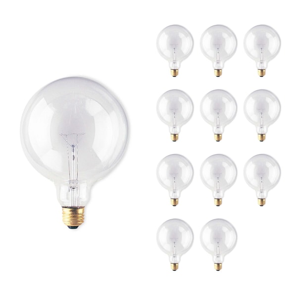 Bulbrite Pack of 12 Incandescent G40 Medium Screw Base E26 Light Bulb, 60 Watt, Clear, 12PK 861133 - main