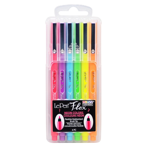 Marvy Uchida LePen Flex, 6 Neon Colors UCH48006F - main