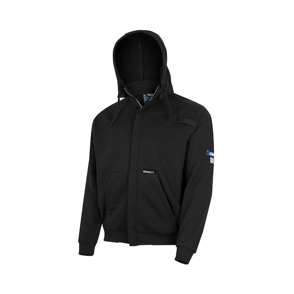 Oberon Hi-Vis 100% FR/Arc-Rated 12 oz Cotton Fleece Hoodie, Zipper Closure, Detachable Hood, Black, M ZFC207-M - main