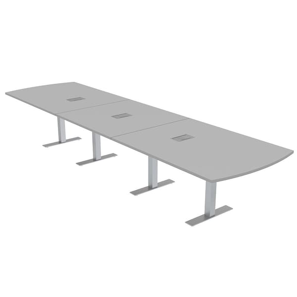 Skutchi Designs 16ft Arc Rectangle Conference Table With Power | Harmony Series | 16 Person Meeting Room Table HAR-AREC-48X192-T-U779-ESIL - main