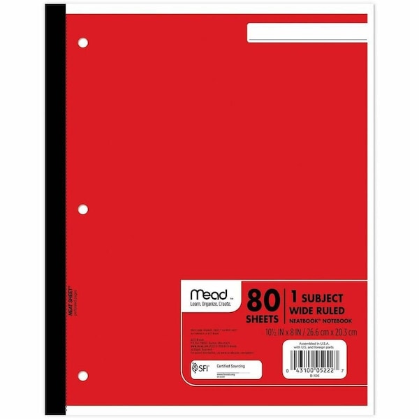 Mead Wireless Neatbook Notebook, 1-Subject, Wide Ruled, PK6 05222 - main