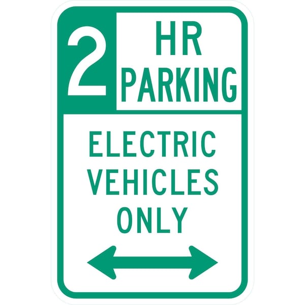 Lyle 2 HR Parking Electric Vehicles Only w/double arrow, 12x18, Engineer Grade, White G-3708-EG_12x18 - main