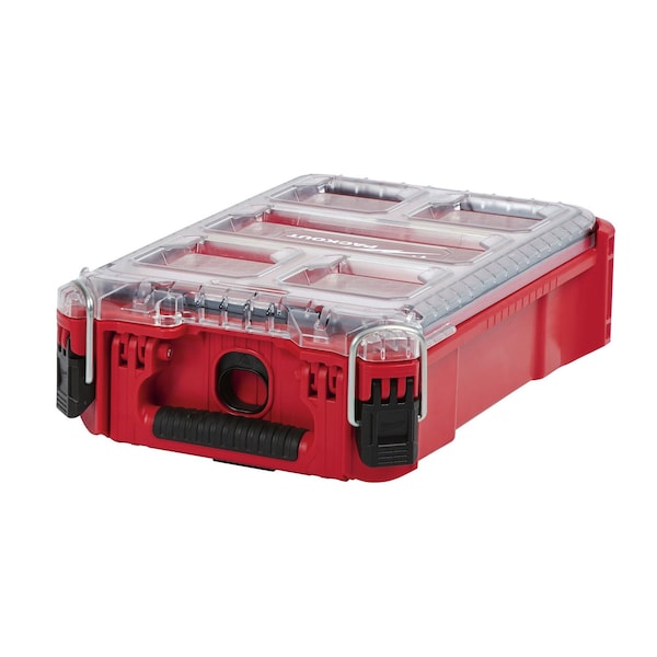 Milwaukee Tool PACKOUT Tool Case, 5 Compartments, 9-7/8 in W x 15-1/4 in D x 4-5/8 in H, Red, Plastic 48-22-8435 - main