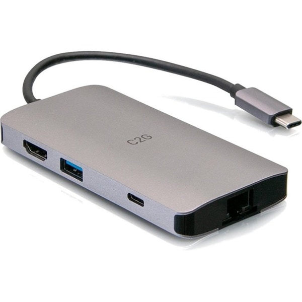 C2G USB C Dock with HDMI, USB, Ethernet, SD, USB C & Power up to 100W C2G54458 - main