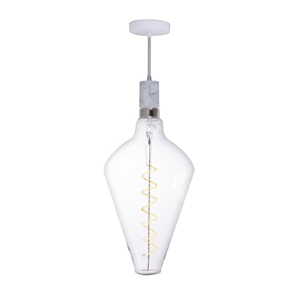 Bulbrite 4WLED DIAMOND SHAPED GRAND, 2200K FILAMENT W/ WHITE MARBLE PENDANT, WHITE STRING 810175 - main