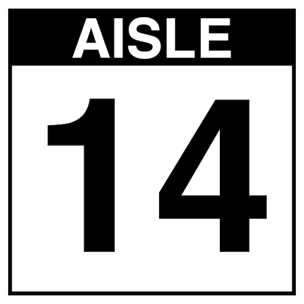 5S Supplies Warehouse Aisle 14 Sign - 12in x 12in - SINGLE - NONE - PVC AISLE14-12X12-SINGLE-NONE - main