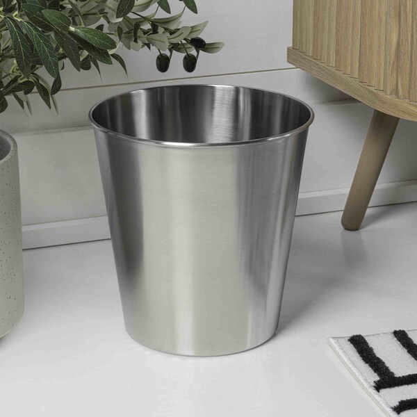 Happimess Nolan Modern Classic Smooth Steel 2 Gal Waste Bin, Brushed Steel, 2PK HPM1113C-SET2 - main