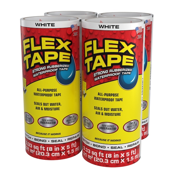 Flex Seal Flex Tape White 8in x 5ft, 4PK TFSWHTR0805 - main
