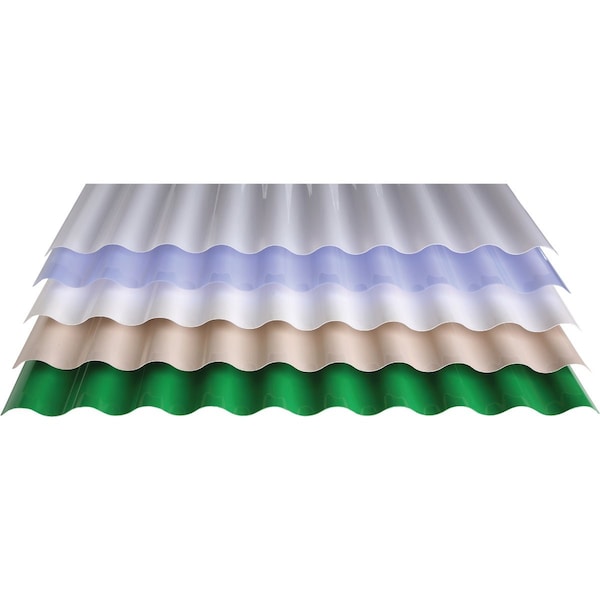 Tuftex Seacoaster 26''x8 ' Opaque Wht Round Wave Vinyl Corrugated Panels 1201A - main