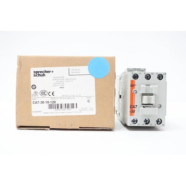Sprecher & Schuh AC CONTACTOR 120V-AC 55A AMP 20HP CA7-30-10-120 - main