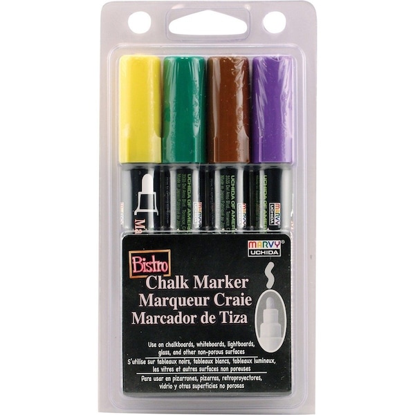 Marvy Uchida Fine Tip Chalk Markers, Set 4M, 4 Metallic Colors Per Pack, 8PK 4804D - main