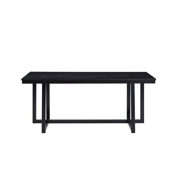Homeroots 71" Black Wood Trestle Base Dining Table 630379 - main