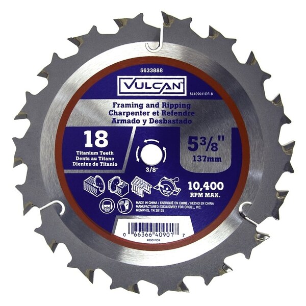 Vulcan Circular Saw Blade, 5-3/8 in Dia, 3/8 in Arbor 409011OR - main