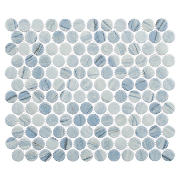 Andova Tiles Estavo Grey 3/4-in. Penny Round Stone Inspired Matte Porcelain Floor & Wall Mosaic Tile ANDESTA1252 - main