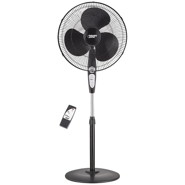 Nono PowerZone Stand Fan, 120 V, 0.54 A, 90 deg Sweep, 18 in Dia Blade, 3-Blade, Plastic Blade, Black SP2-18ARY - main