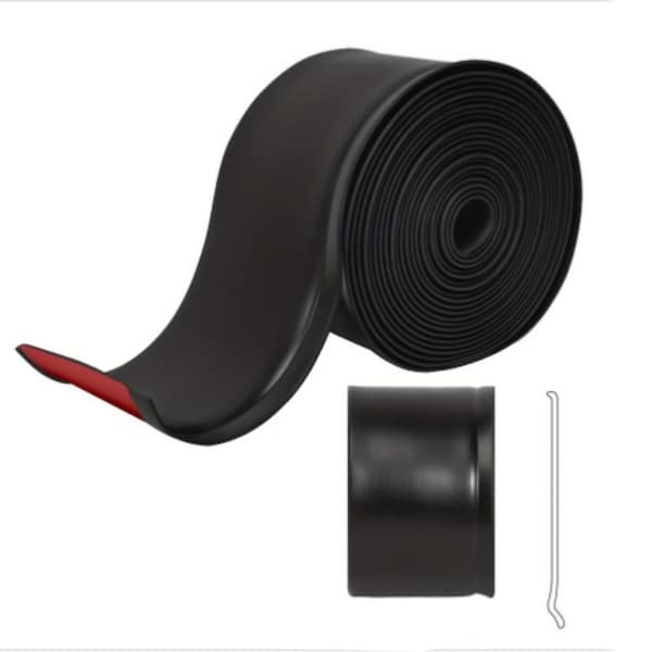 Wrightmaster 0.08 in. x 3.94 in. x 20 ft. Finished Self-Adhesive Vinyl Baseboard Flexible Moulding Trim ZR-17942BK01 - main