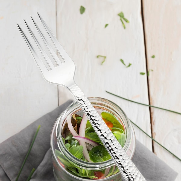 Smarty Had A Party Shiny Metallic Silver Hammered Plastic Forks (1000 Forks), 1000PK 2658-CASE - main