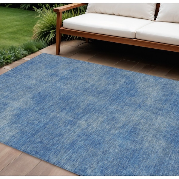 Homeroots 10' X 14' Blue Washable Indoor Outdoor Area Rug 598811 - main