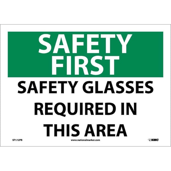 Nmc Safety First Safety Glasses Required In This Area Sign SF172PB - main