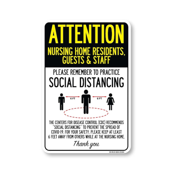 Signmission PSA, Nursing Home Residents Guests And Staff Social Distancing, 14in X 10in Decal, NS-D-1014-25384 OS-NS-D-1014-25384 - main