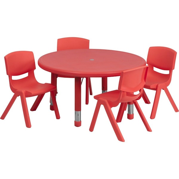 Flash Furniture Round Activity Table, Plastic, Steel, Red YU-YCX-0073-2-ROUND-TBL-RED-E-GG - main