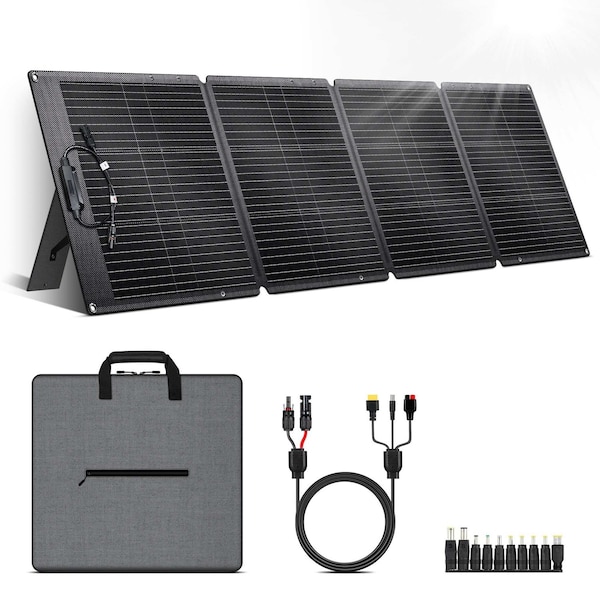 Wrightmaster 200-Watt 2 ft. Monocrystalline Folding Solar Panel, 23.7% Efficiency, IP67, Built-In Protection ZR-SPC200-N - main