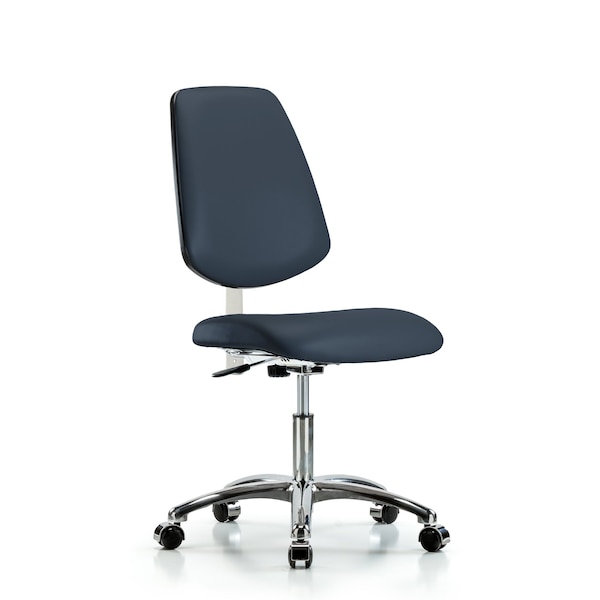 Blue Ridge Ergonomics Clean Room Chair Vin Desk Chair, Med, Bk, Cast, Nav, CL100, No Arms, 18" to 23" Height, Vinyl BR-NCR-VDHCH-MB-CR-T0-A0-CC-8582 - main