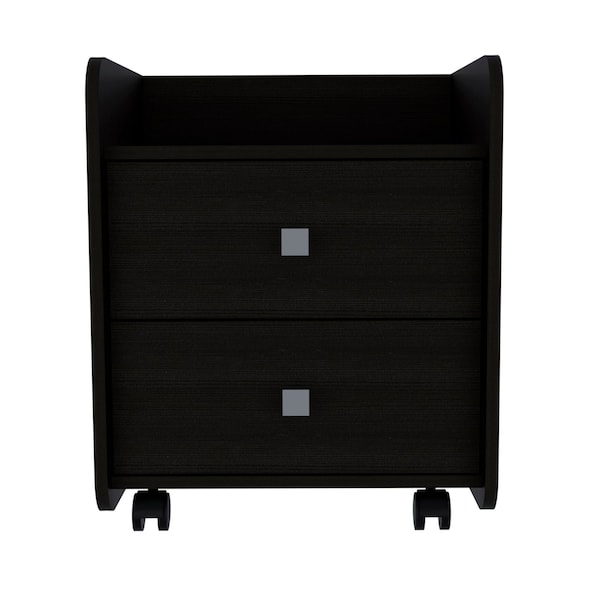 Homeroots 22" Black Wood Two Drawer Nightstand 543670 - main