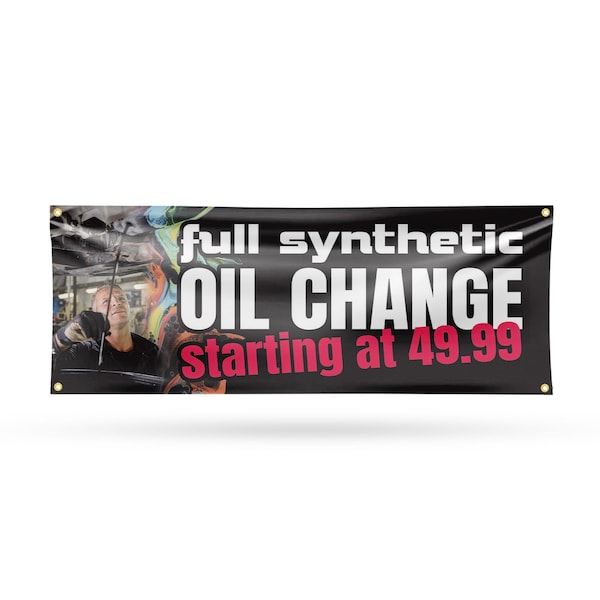 Signmission Full Synthetic Oil Change, 18 Inch x 48 Inch, Vinyl Banner B-30666 - main