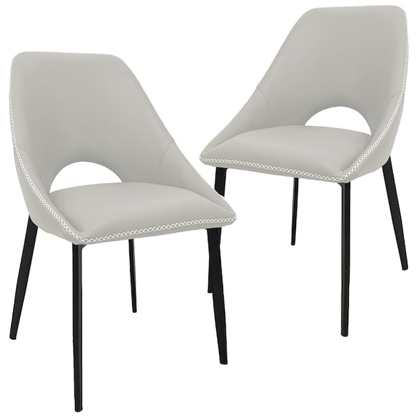 Leisuremod Amalfi Modern Dining Chair - Upholstered Accent Side Chair, Metal Legs, 2PK AC48GR2 - main