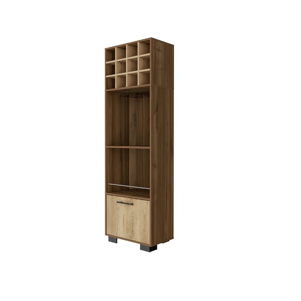 Homeroots 24in Beige and Mahogany Wood Corner Bar Cabinet With Single Door 478392 - main