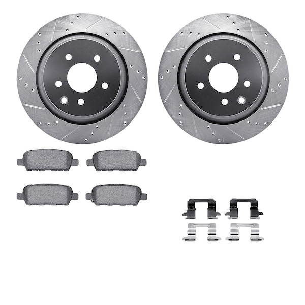 Dynamic Friction Co DFC Rotors-Drilled & Slotted-Silver w/ EURO 5000 Ceramic Brake Pads Incl Hdw 7612-68003 - main