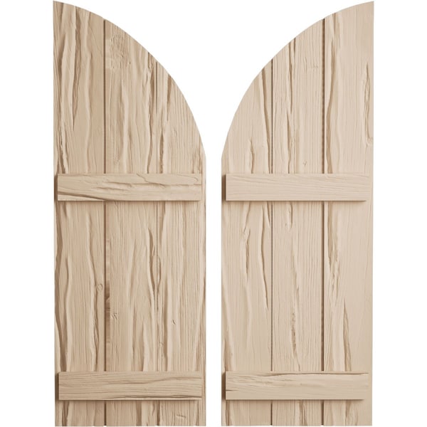 Ekena Millwork Riverwood 3 Board Joined Board-n-Batten w/Quarter Round Arch Top Faux Wood Shutters, 16 1/2"W x 46"H SHUBJQ16X46RWPR - main