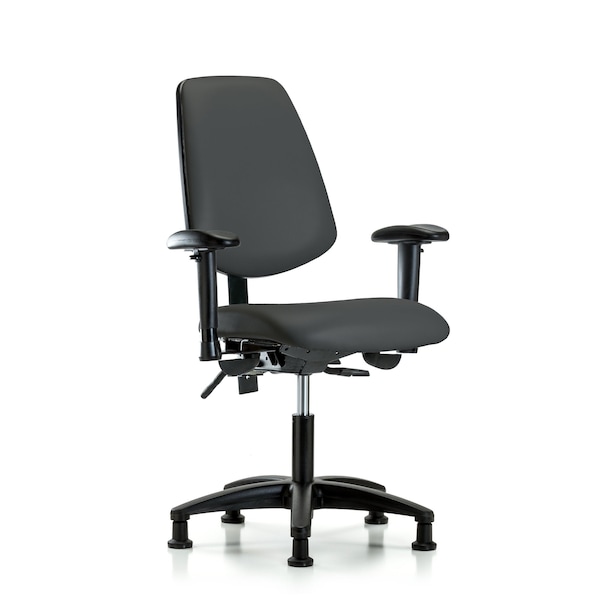 Blue Ridge Ergonomics Desk Chair Adjustable Arms, 18" to 23" Height, Vinyl, Charcoal BR-VDHCH-MB-RG-T0-A1-RG-8605 - main