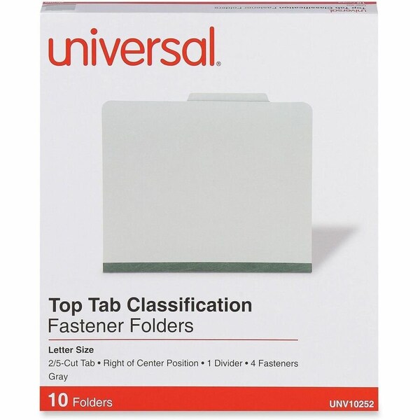 Universal Universal Pressboard Classification Folder, Letter, Four-Section, Gray, 10/Box UNV10252*** - main