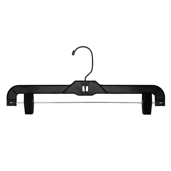 Nahanco 14in Black Plastic Heavy Weight Skirt/Pant Hanger w/ Black Hook and Black Plastic Clips, 25PK 2600PCBHHU - main