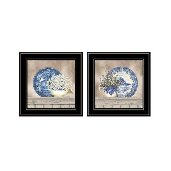 Homeroots Set Of Two The Farmhouse Blues Black Framed Print Wall Art, 2PK 408023 - main