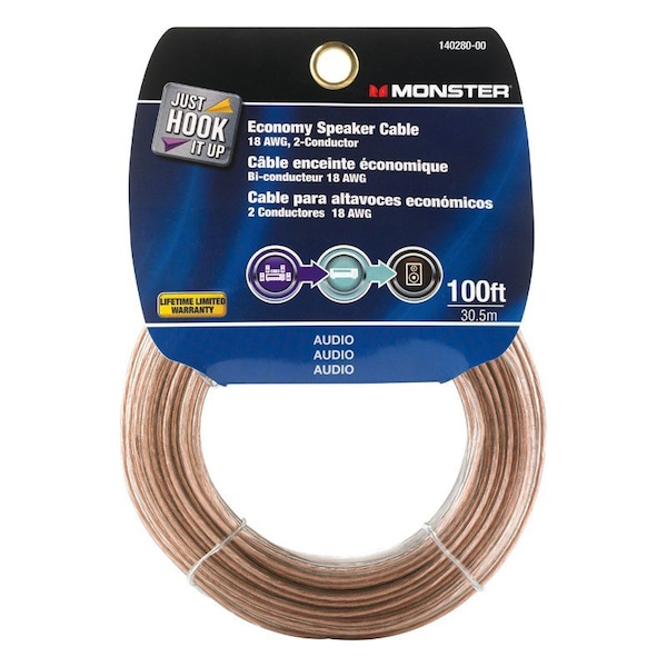Monster Cable Just Hook It Up 100 ft. L Speaker Cable AWG 140280-00 - main