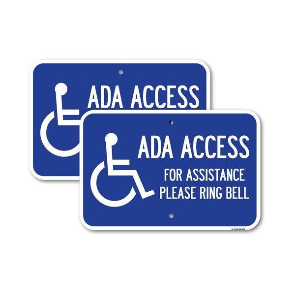 Signmission ADA Access for Assistance Ring Bell With New Isa Symbo, 12'' X 18'', Heavy Gauge Aluminum, 2PK A-1218-2PACK-24352 - main