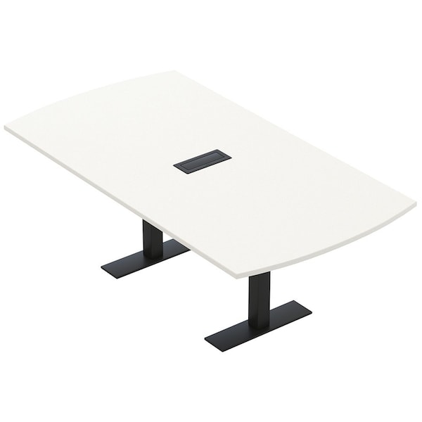 Skutchi Designs 7ft Conference Table W/ Power Unit | 6 Person Modular Arc Rectangle Meeting Table | Harmony Series HAR-AREC-48X84-T.BK-W960-EBLK - main