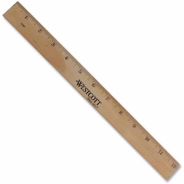 Acme United Ruler, 12 in L, 1 in W, Wood, Brown 43WA69 - main
