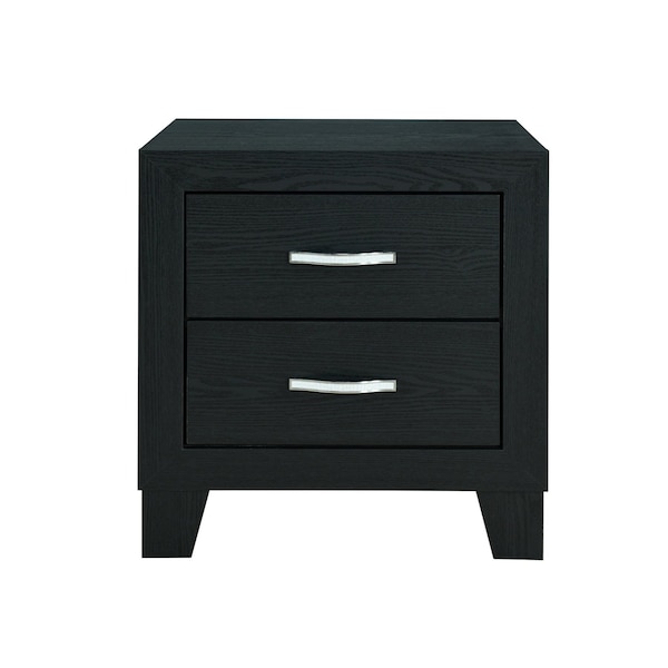 Homeroots 22" Black Solid and Manufactured Wood Two Drawer Nightstand 564656 - main