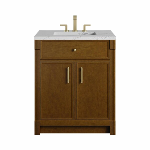 James Martin Vanities Bellshire 30" Single Vanity, Honey Oak w/ 3 CM Ethereal Noctis Silestone Top 660-V30-HNO-3ENC - main