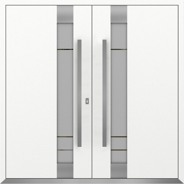 Vdomdoors Metal Double Doors Deux 1713 White Enamel Frosted Glass Entry Modern Painted (W72xH80) Right hand O DEUX1713DEXD-BEM-W72xH80-RH-O - main