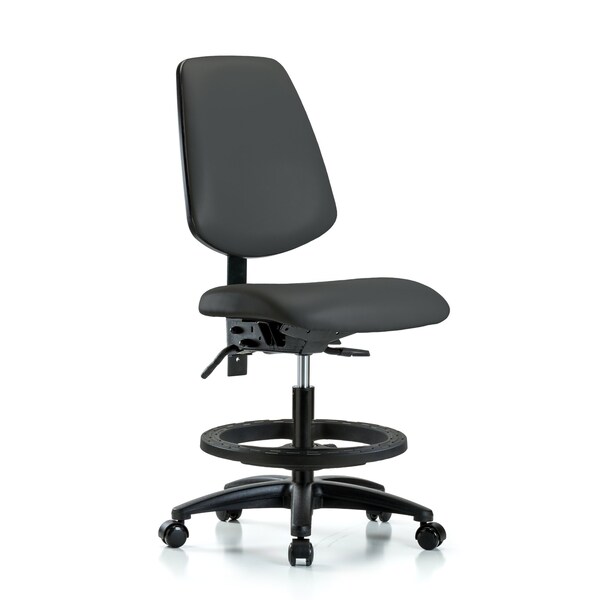 Blue Ridge Ergonomics Medium Bench Chair No Arms, 22" to 29" Height, Vinyl, Charcoal BR-VMBCH-MB-RG-T0-A0-BF-RC-8605 - main