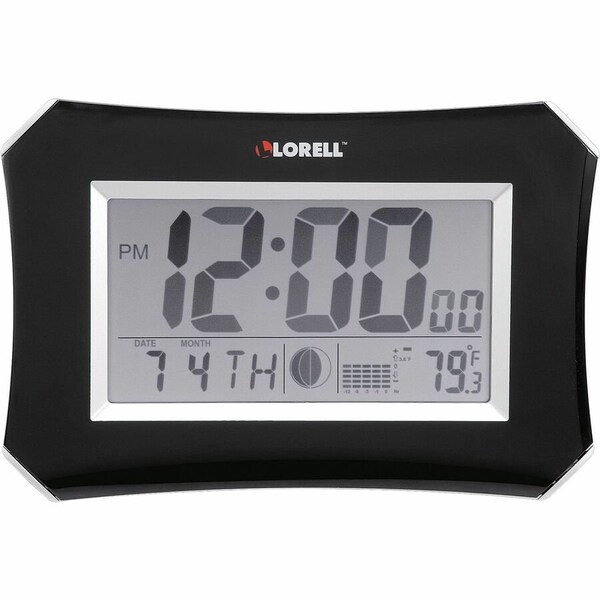 Lorell Wall LCD Lunar Alarm Clock 10-1/4" Wx 7" H x 1-1/2"D Silver/Black 60998 - main