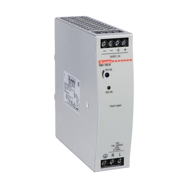 Lovato Compact Din Rail Switching Power Supply, Single-Phase 24Vdc, 5A/120W PSE112024 - main