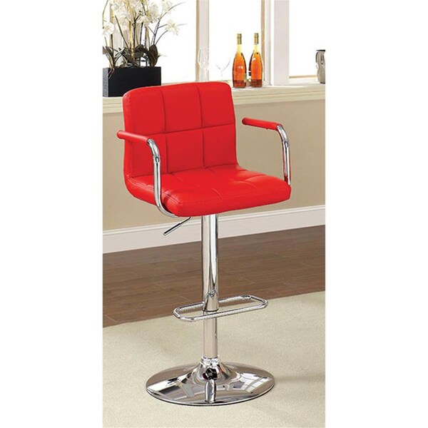 Benzara Corfu Contemporary Bar Stool with Arm in Red Polyurethane BM131409 - main