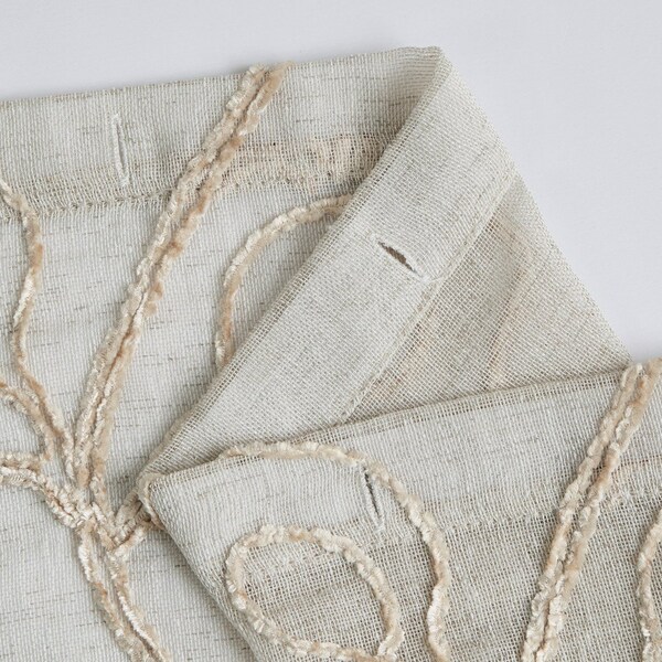 Homeroots 72" Ivory And Beige Embroidered Floral Shower Curtain 484023 - main