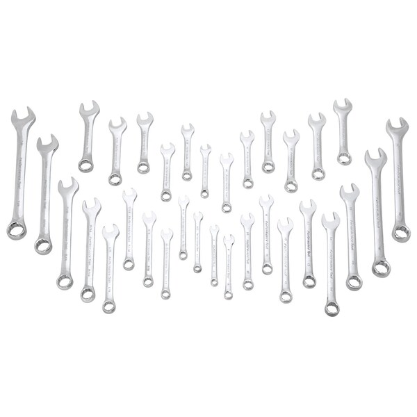 Performance Tool 32 pc. Wrench Set, SAE/Metric, Stubby, Storage Rack W1099 - main